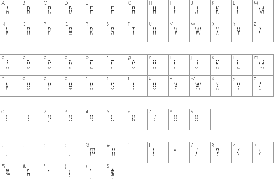 Alien League Gradient font character map preview