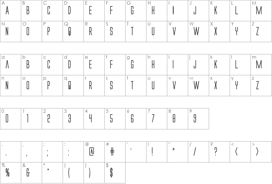 Alien League II font character map preview