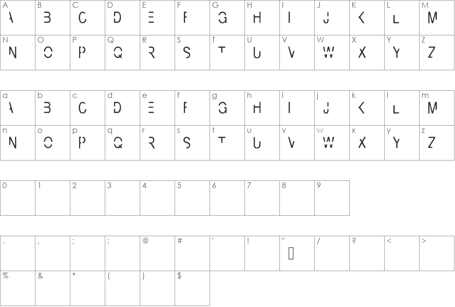 CyberBunny font character map preview