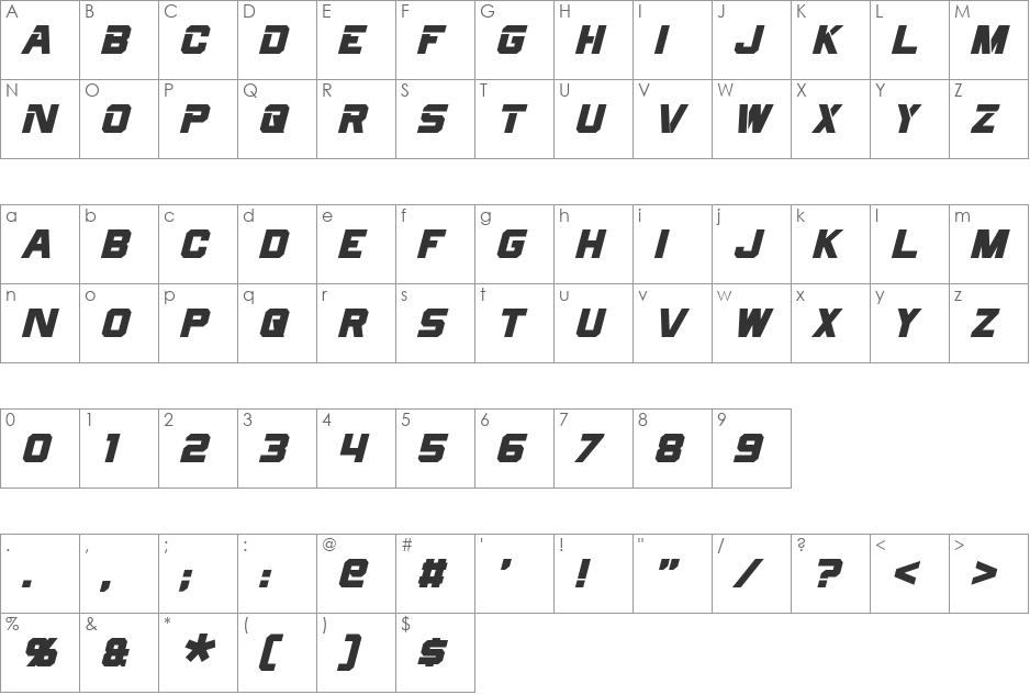 Cyberfall font character map preview