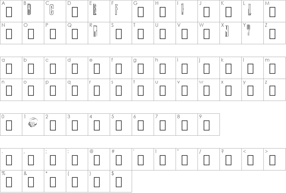 CyberFlix font character map preview
