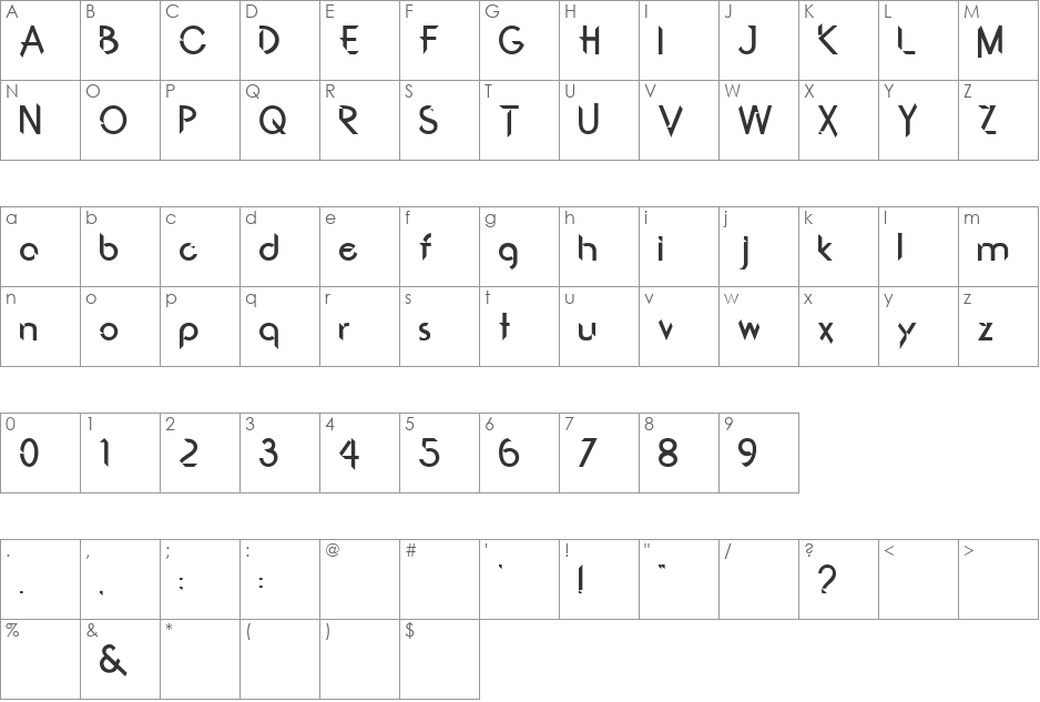 Cyberfunk font character map preview