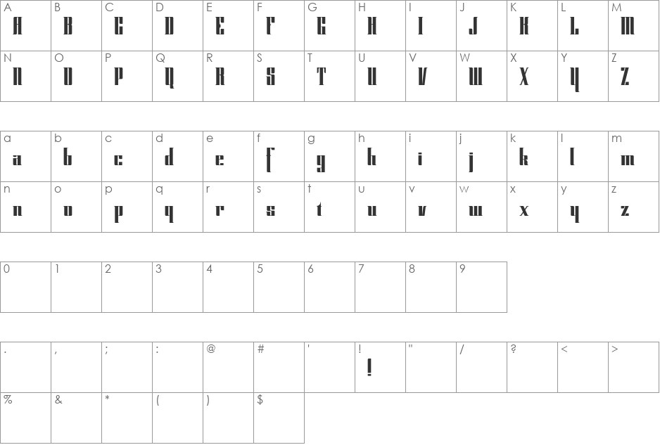 CyberGothic DEMO font character map preview