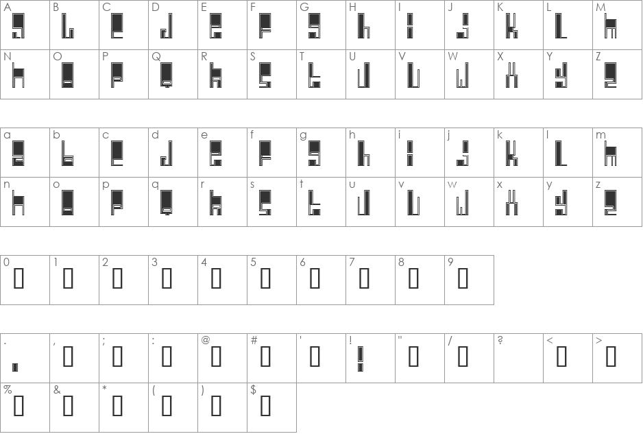 Cyberjimmy font character map preview