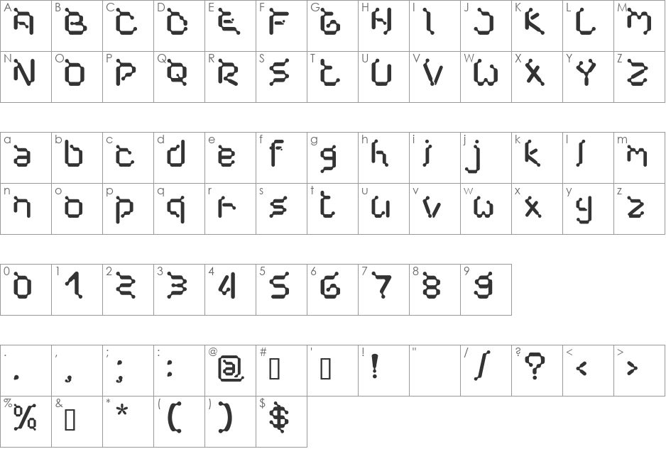 Cybernet font character map preview