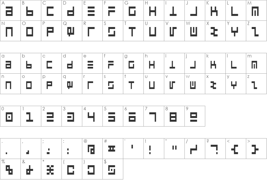 CyberspeakCondensed font character map preview