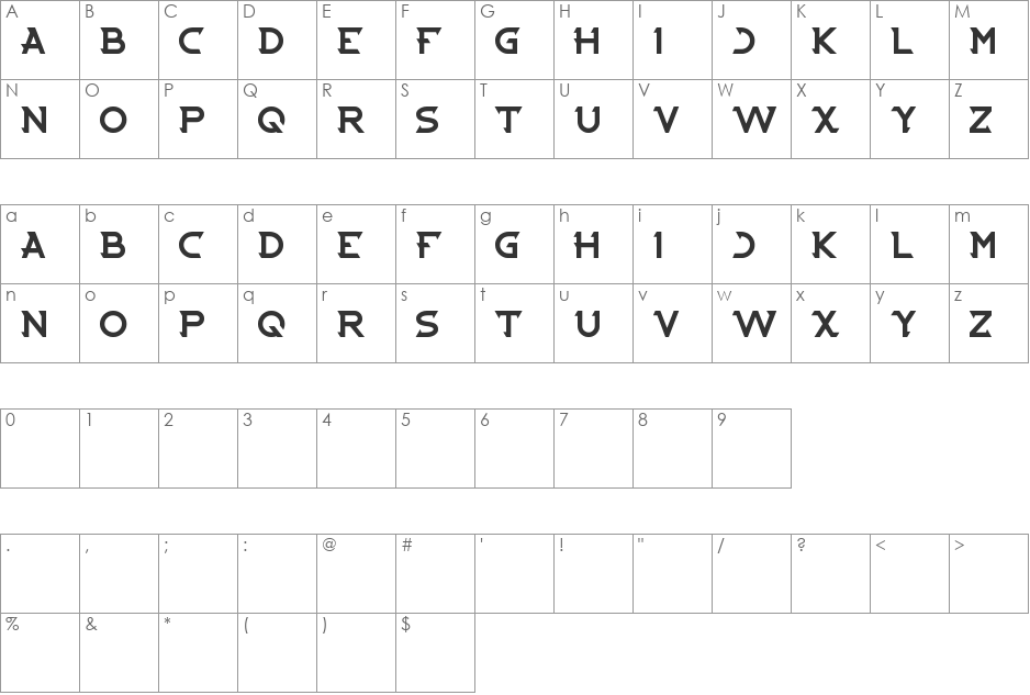 CYBERTOOTH font character map preview