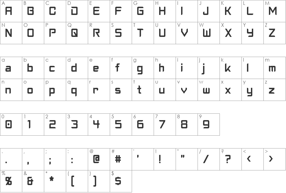 Cyberverse Condensed font character map preview