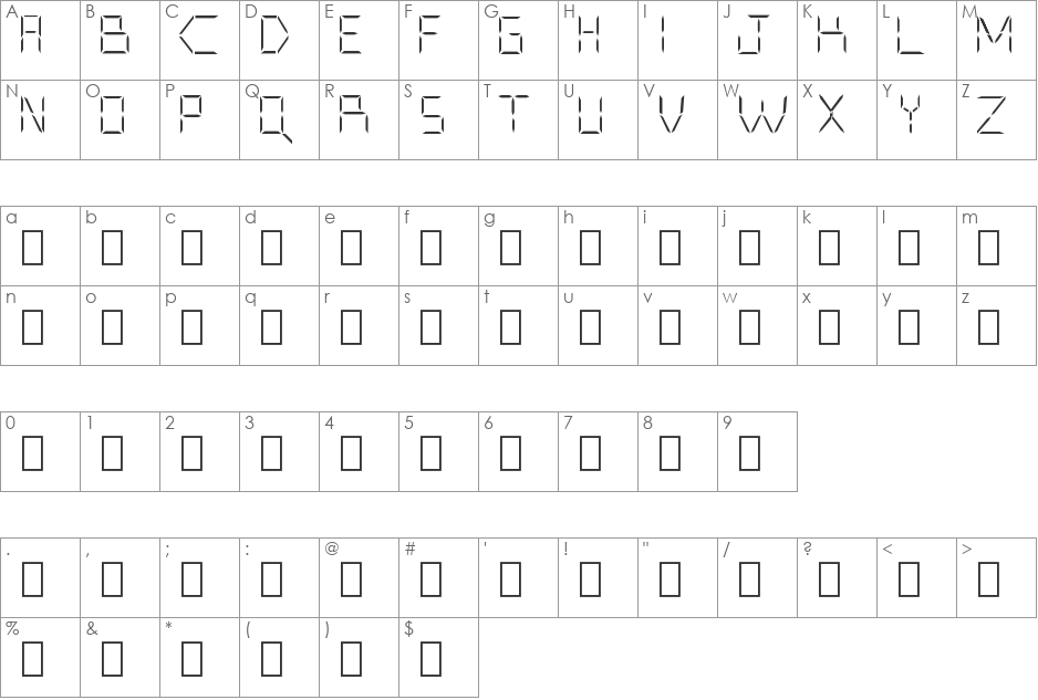 CYBORGBANE font character map preview