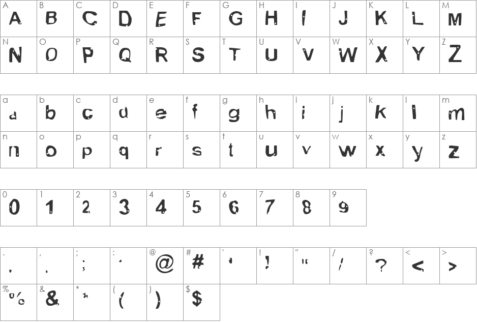 Alien Marksman font character map preview