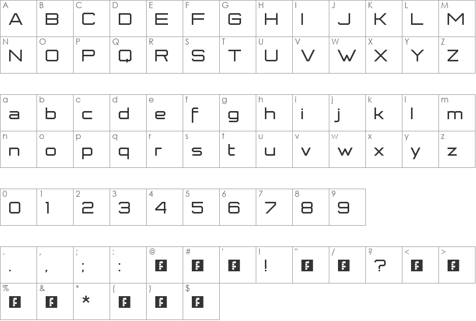 CYCLOBE pro font character map preview