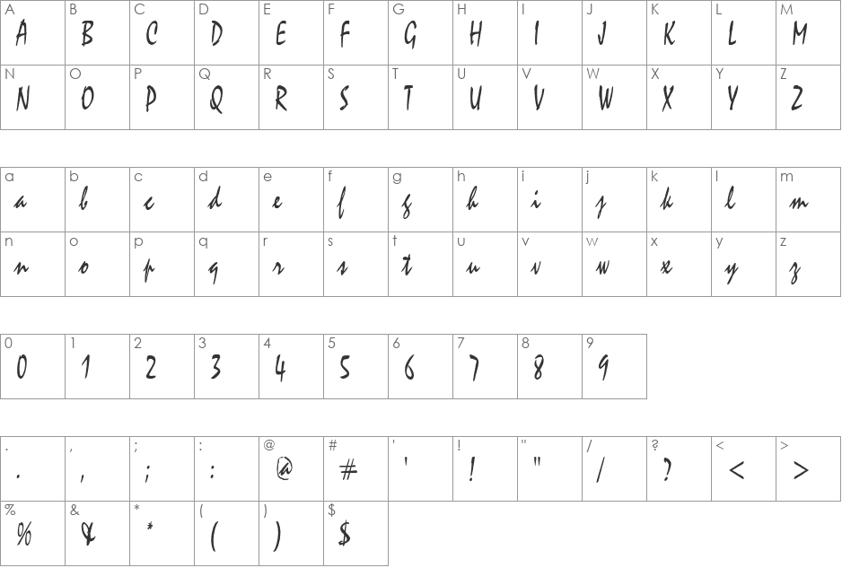CycloneCondensed font character map preview