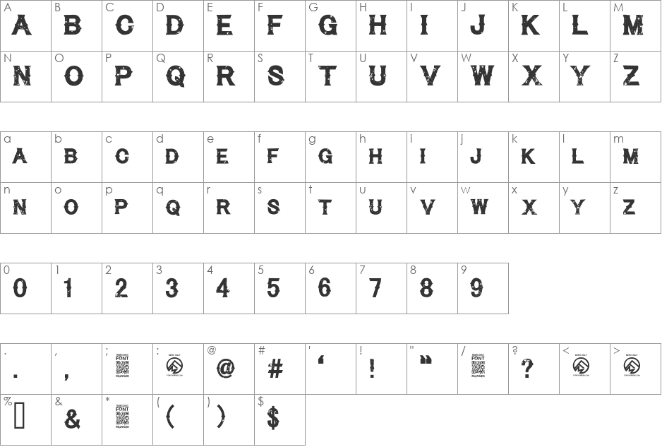 Cynical Hills font character map preview