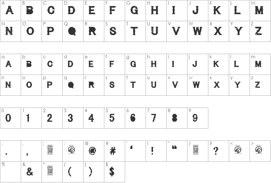 Cynical Hills font character map preview