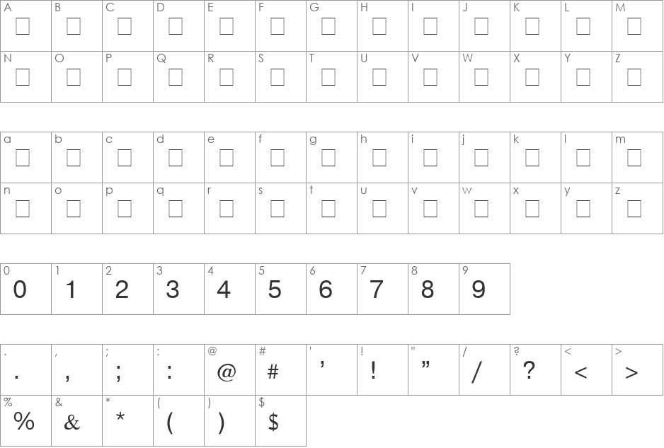 CyrillicHelv font character map preview