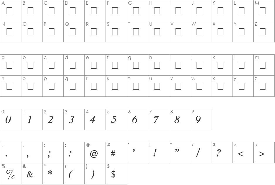 CyrillicTimes font character map preview