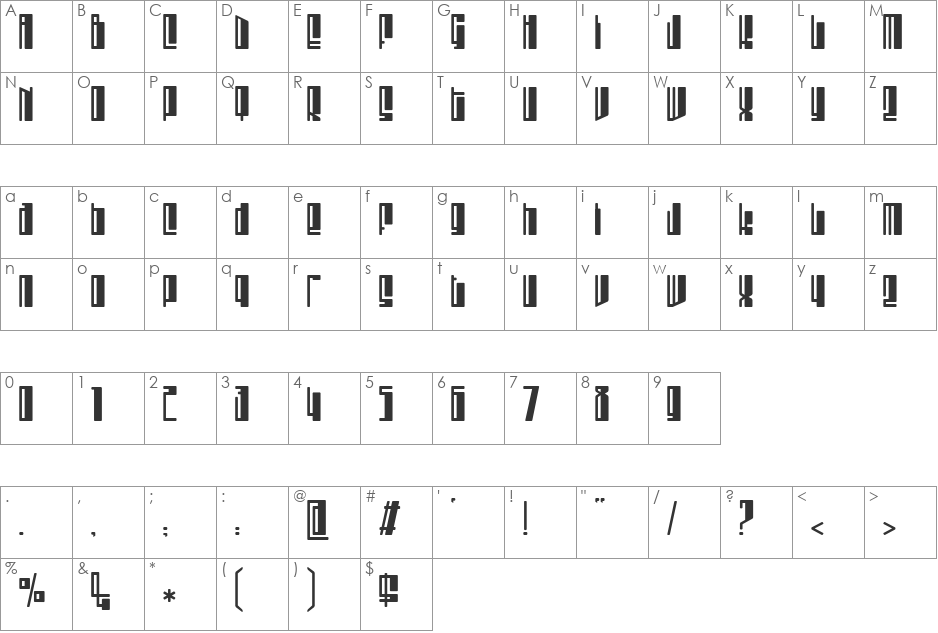 !Disc Inferno font character map preview