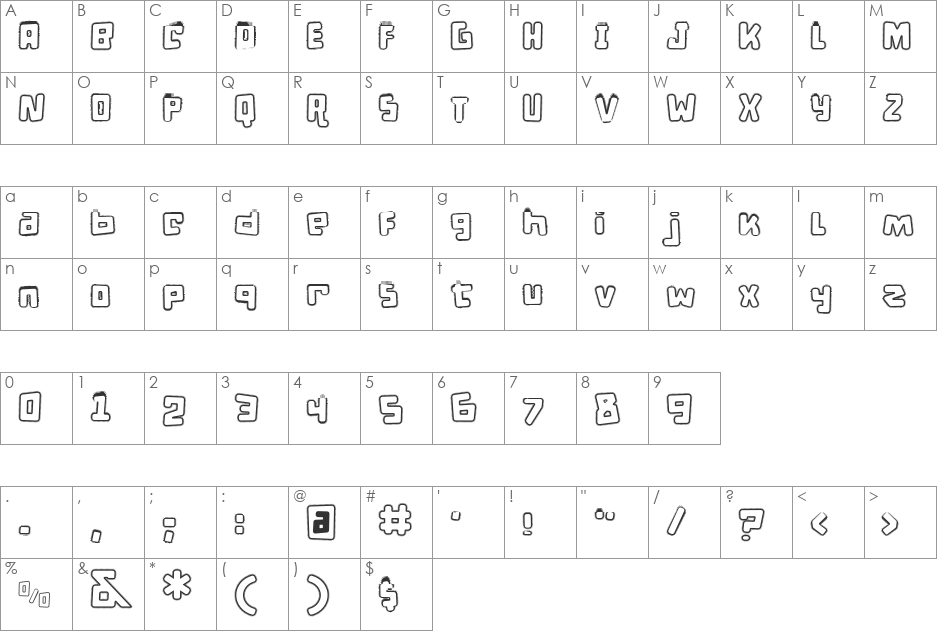 d puntillas A Lace font character map preview