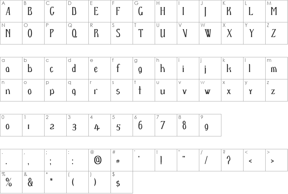 d'Spenser font character map preview