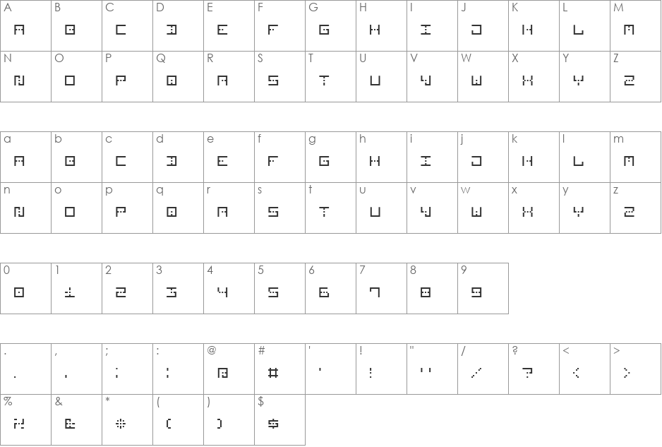 D-Mek font character map preview