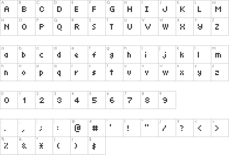 D3 Coolbitmapism font character map preview