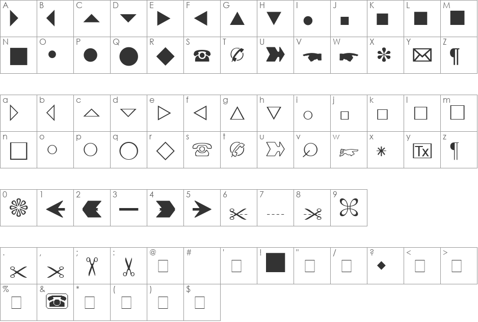 Abacus Three SSi font character map preview