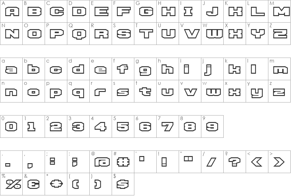 D3 Egoistism outline font character map preview