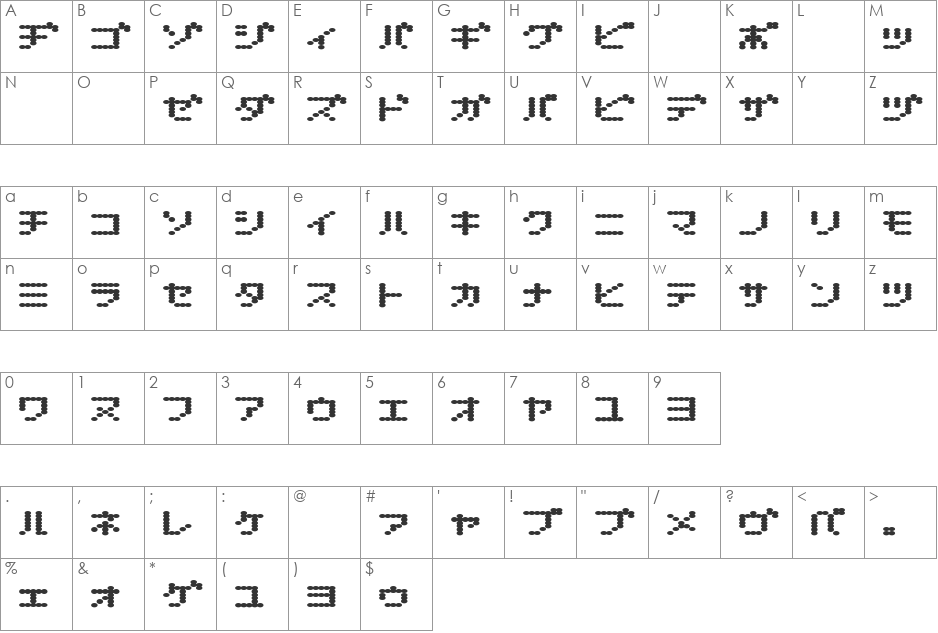 D3 Electronism Katakana font character map preview
