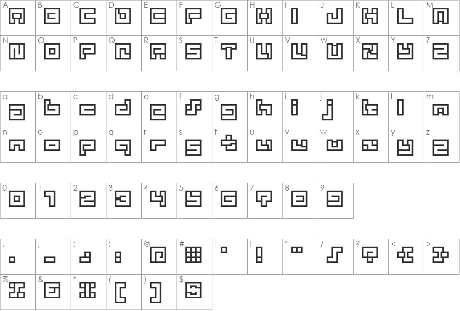 D3 Superimposism Outline font character map preview