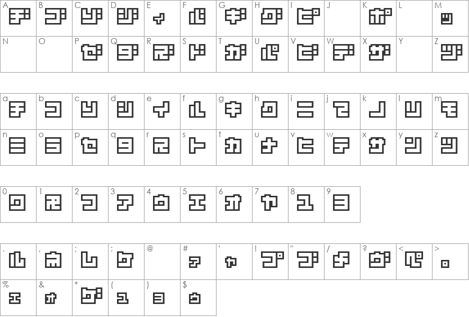 D3 Superstructurism Kat_Out font character map preview