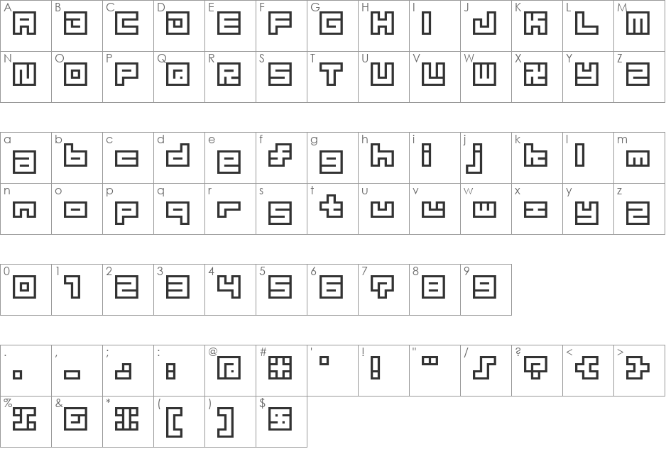 D3 Superstructurism Outline font character map preview