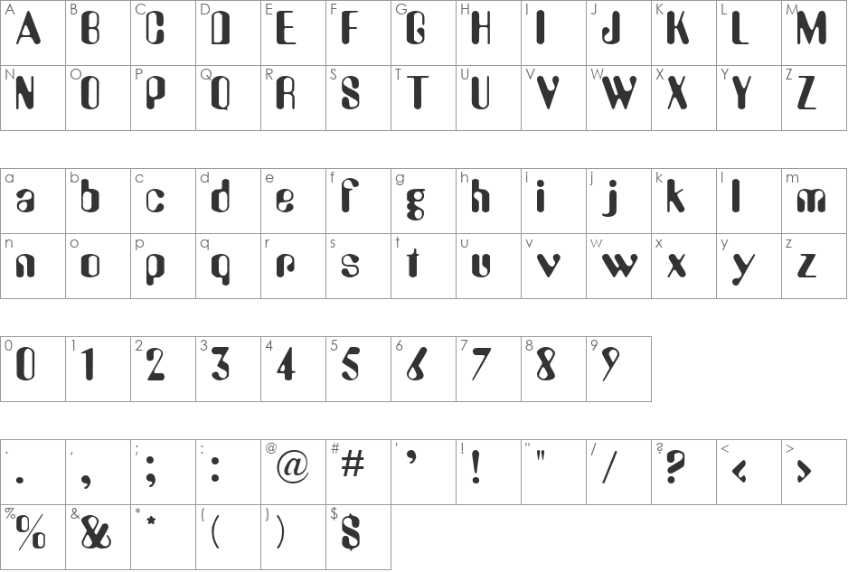 AlienEye font character map preview
