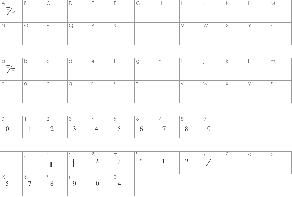 Dabbington Normal font character map preview