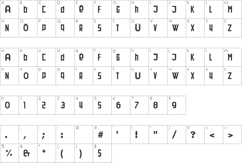 DadaDaSerif font character map preview