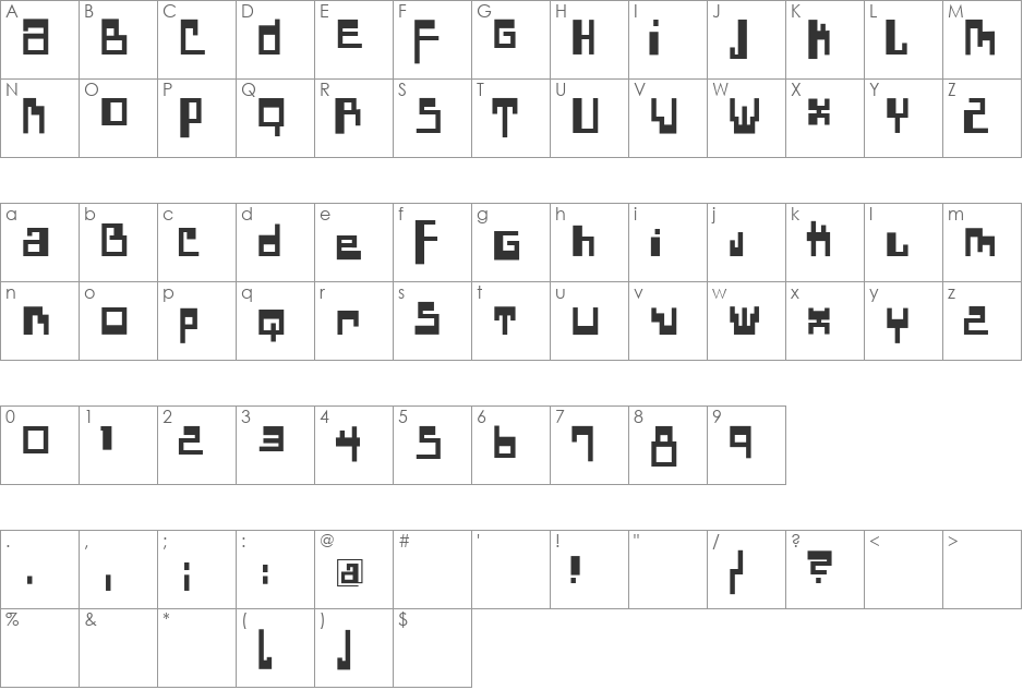 DadasAngie font character map preview