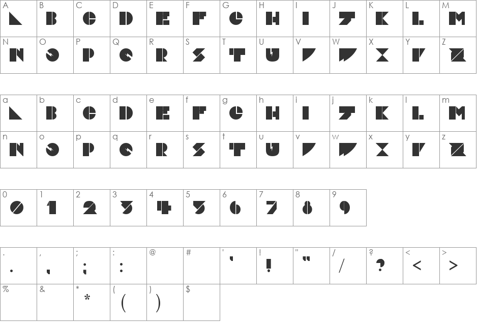 DaddyDontDisco font character map preview