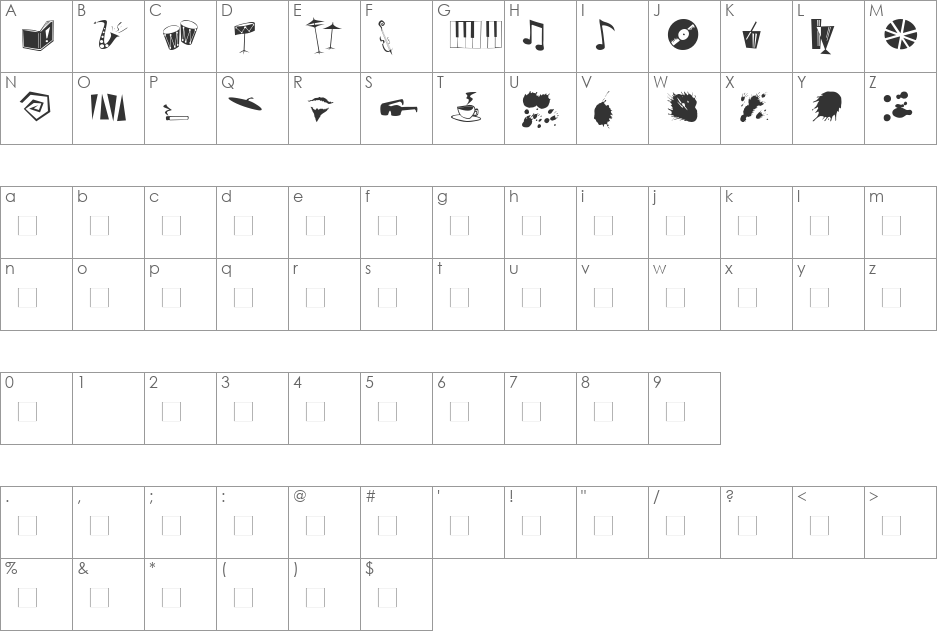 DaddyOCrazy font character map preview