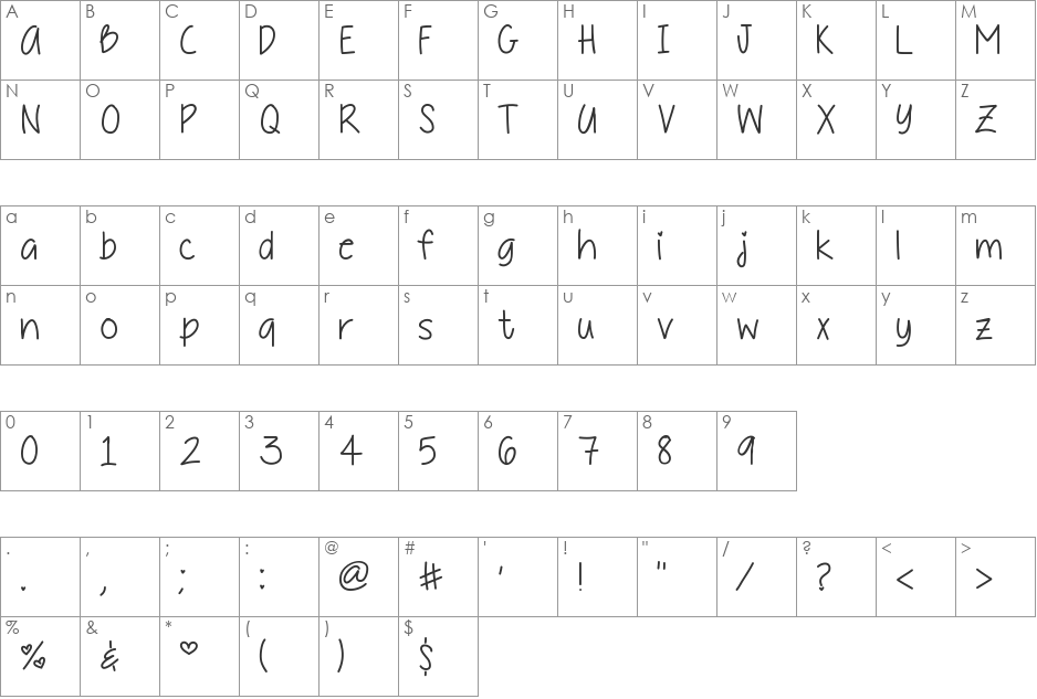 DaddysGirl font character map preview
