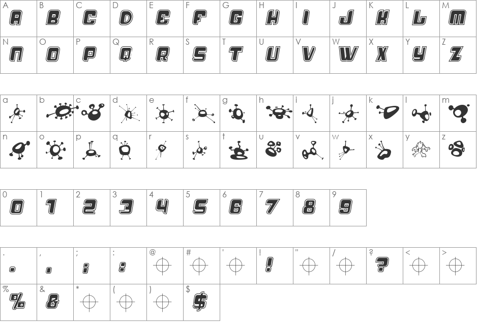 AlienMushrooms font character map preview