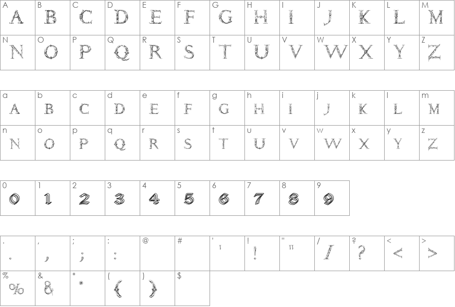 Daemonesque font character map preview