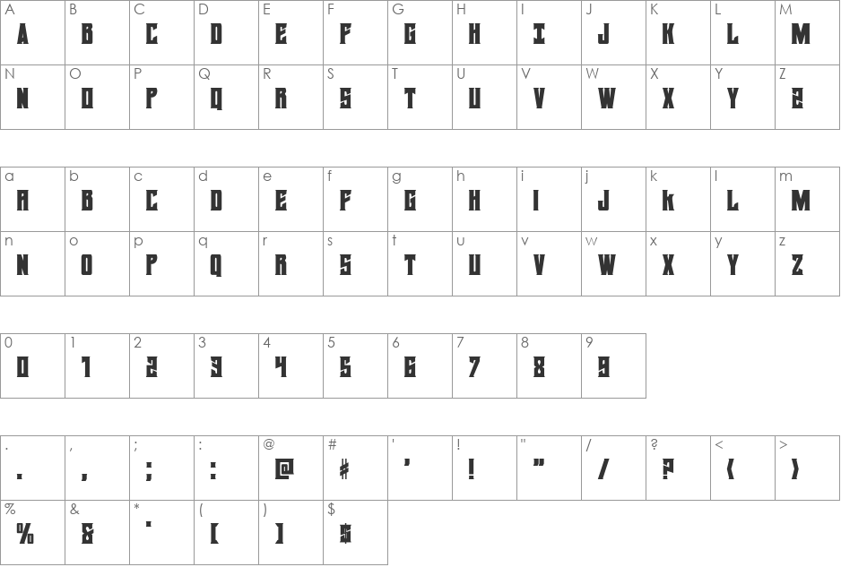 Daemonicus Condensed font character map preview