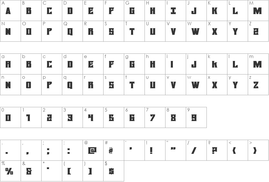 Daemonicus Expanded font character map preview