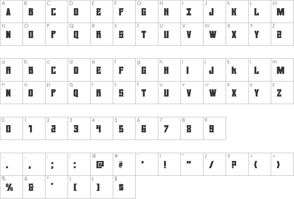 Daemonicus Leftalic font character map preview