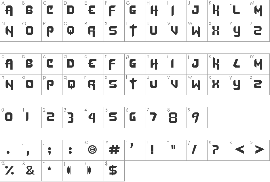 Dafunk2 font character map preview
