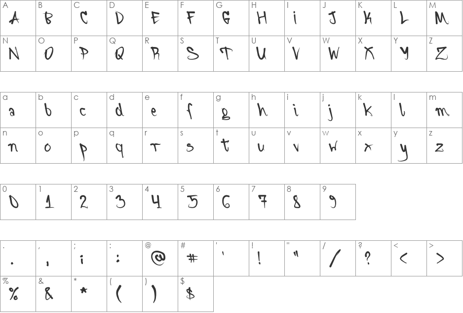 DAFXTER font character map preview
