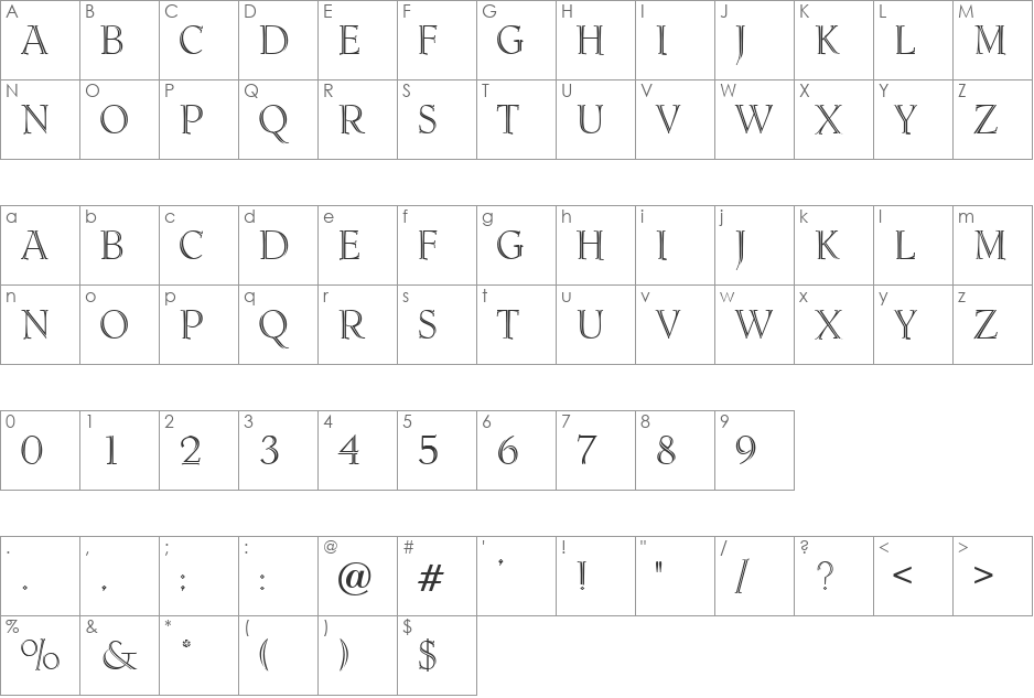 Dagenham DB font character map preview