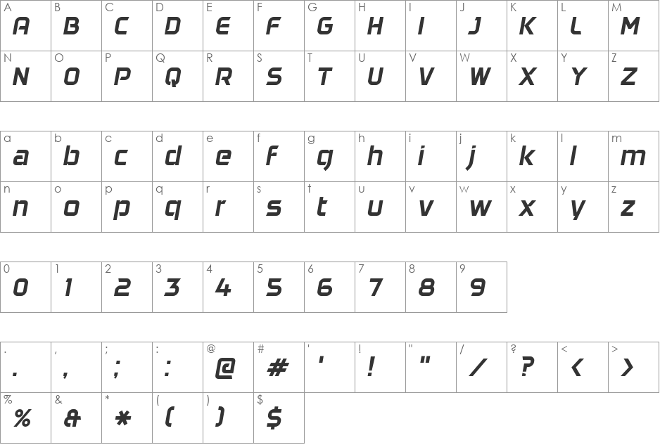 DAGGERSQUARE font character map preview