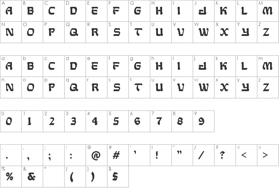 Dagupan Downtown font character map preview