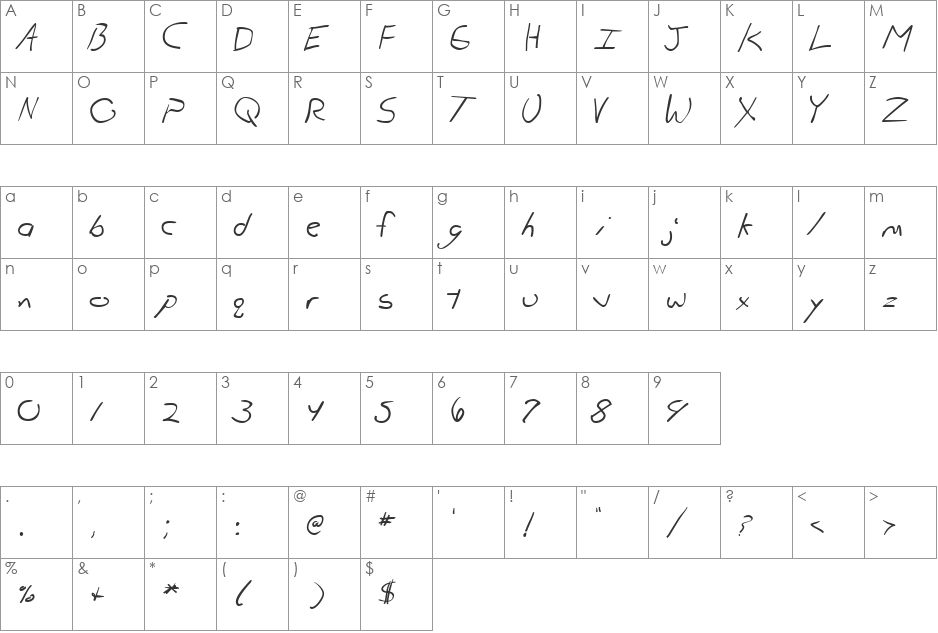 DahmerBits font character map preview