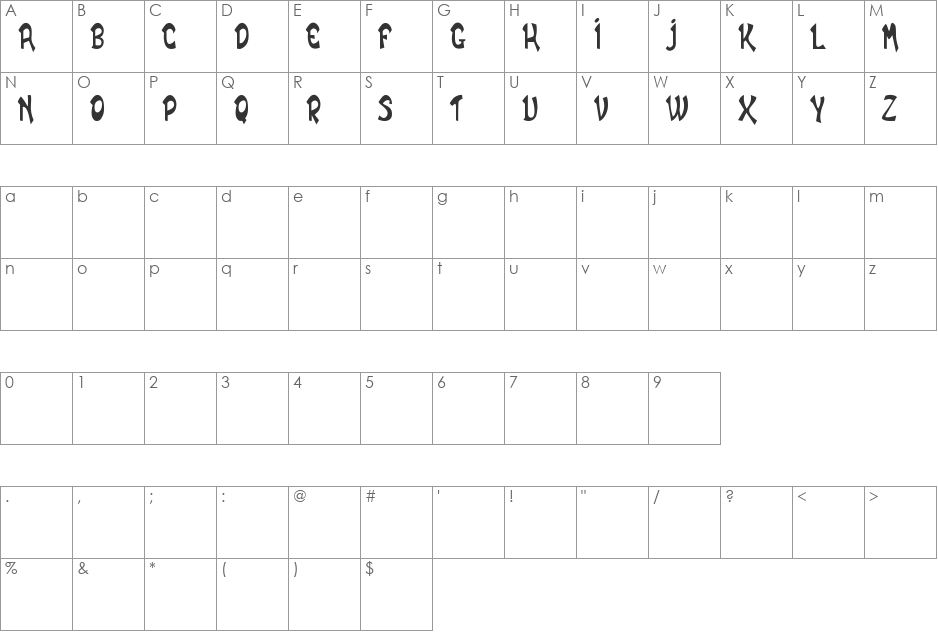 DAILY NORMAL font character map preview